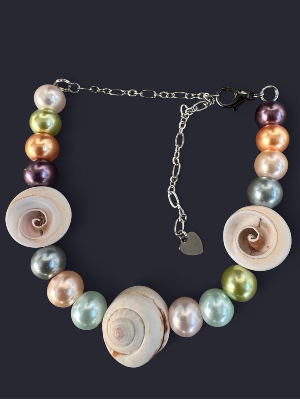 Glass Pearls & Conch Shell Bead Anklet